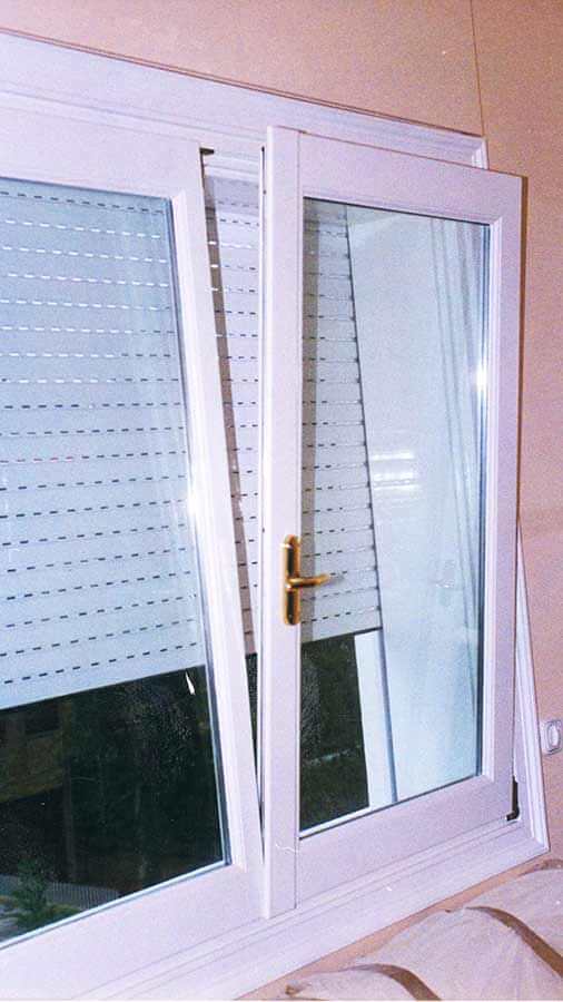Dual sash tilting window with roller shutter